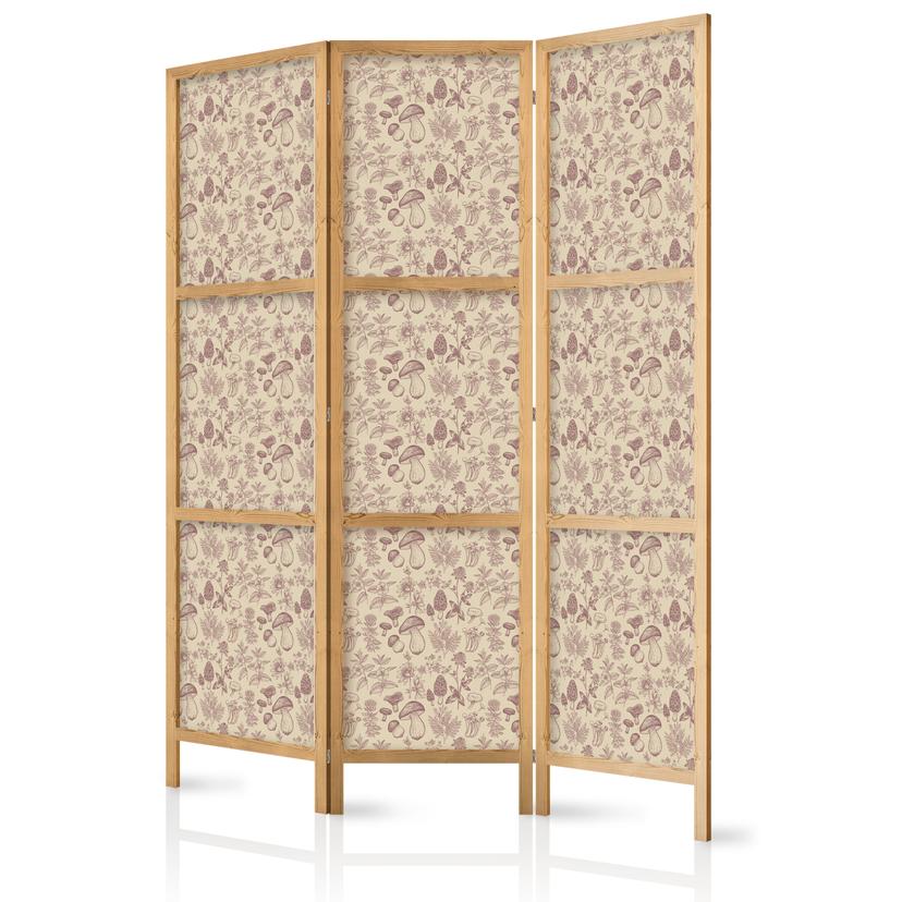 Japanischer Paravent, Raumteiler freistehend, Trennwand - Beige Nature of Forest