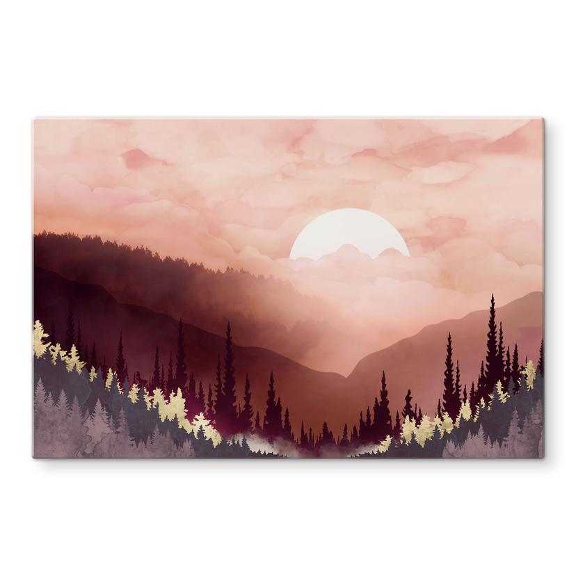 Spritzschutz Rosa Sonnenuntergang über dem Wald - SpaceFrog Designs