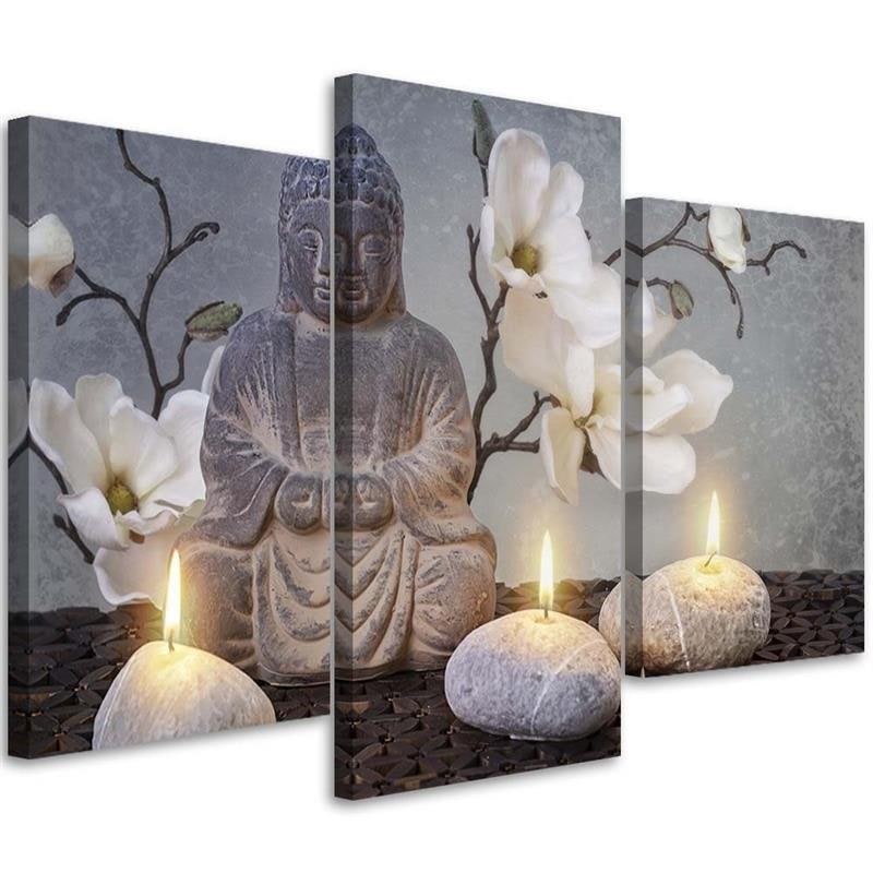 3 stykke lærredsprint, Buddha Orchid Flowers Nature