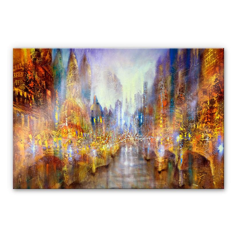 Tableau en verre acrylique Schmucker - Lichterstadt (ville de lumières)