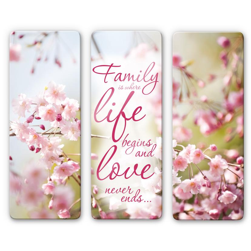 Tableau en verre - Family is where life begins (3 parties)