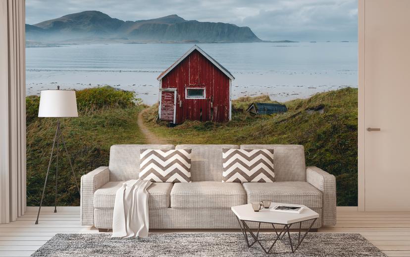 NordicCottage naturtapet i grågrøn - non-woven tapet Designwalls 2 - 2,55 x 3,5 m