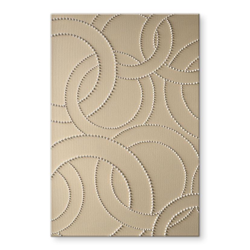 Tableau en verre acrylique avec formes - Anneaux abstraits beige - Grande