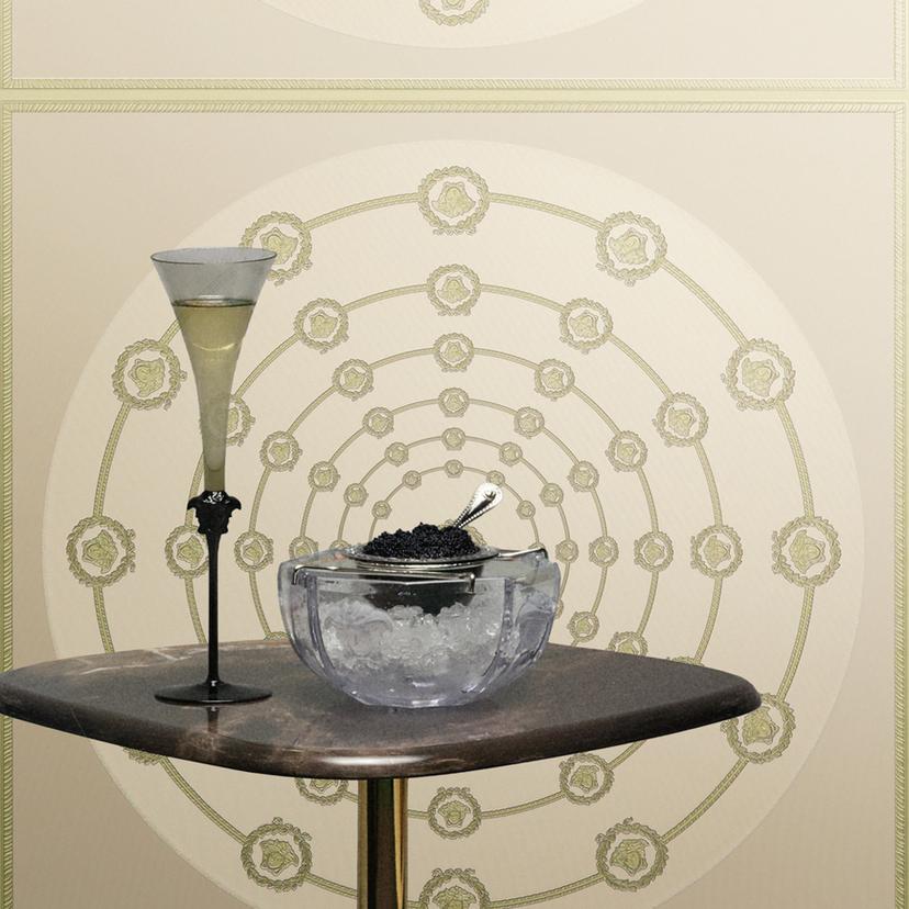 Versace ikke-vævet tapet I Love Baroque Medusa Circles Grey Green elegant