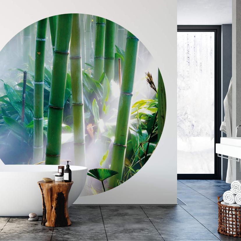 Fototapet - Rundt Bamboo Forest - vliesetapet/selvklæbende non-woven tapet