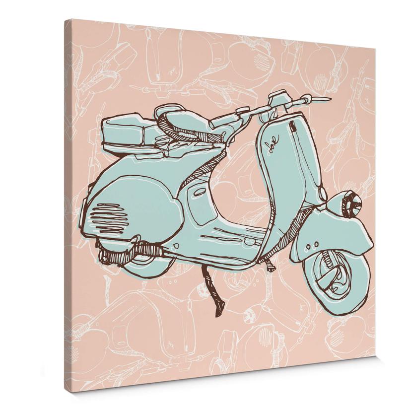 Cuadro lienzo Vespa ilustrado - cuadrado