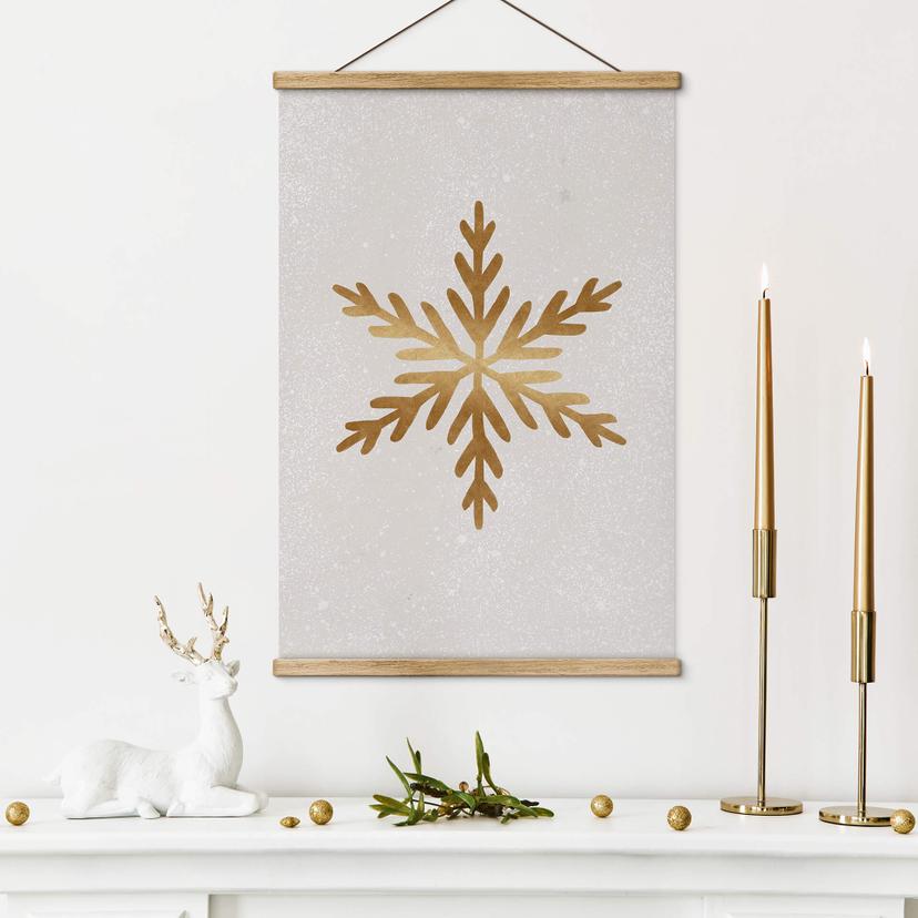 Póster de tela de Navidad - Copo de nieve dorado - Orara Studio