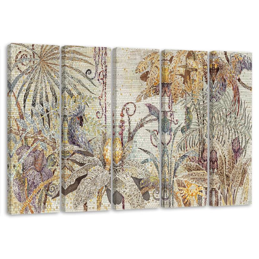 5 stykke lærredstryk Mosaikjungle