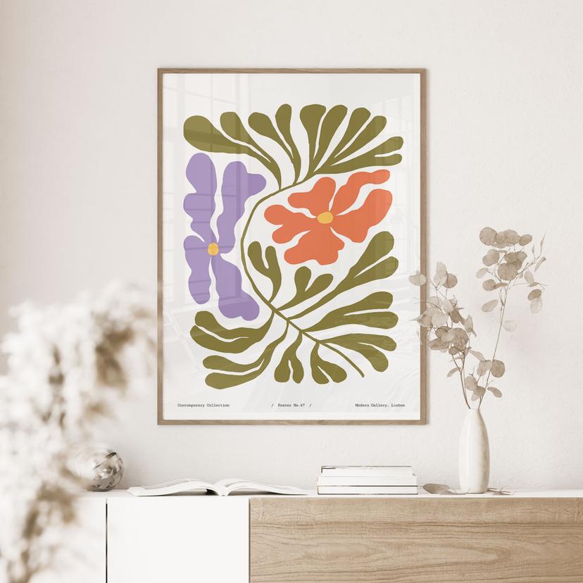 Plakat abstrakcyjne kwiaty w stylu retro - Treechild