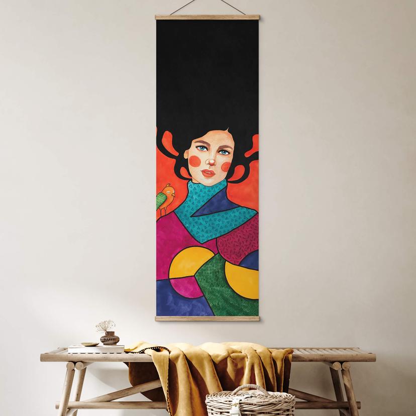Poster tessile Woman in front of red moon - Hülya
