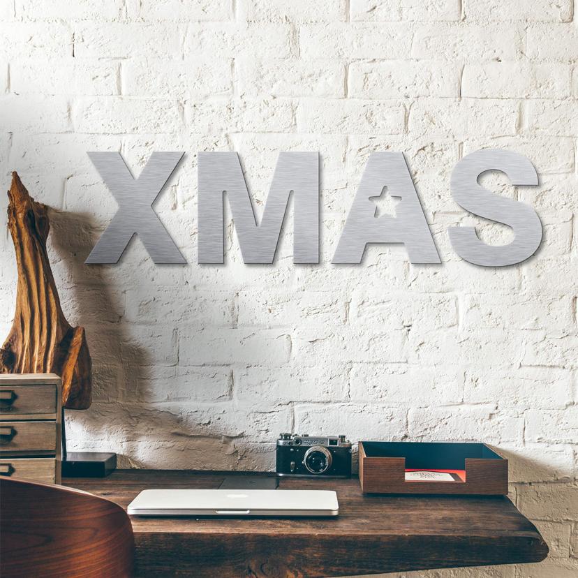 Alu-Dibond Bogstaver - Sølveffekt - XMAS – print på aluminium (Alu-Dibond)