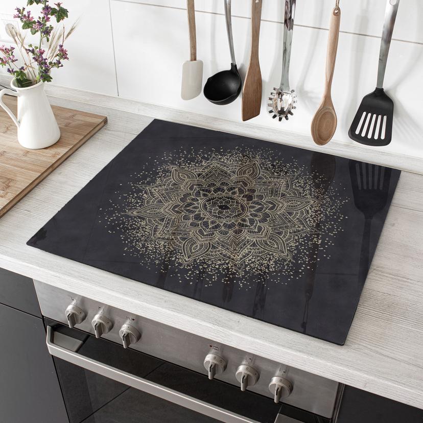 Piastra coprifornello Mandala elegante in nero e oro - Bloomery Decor