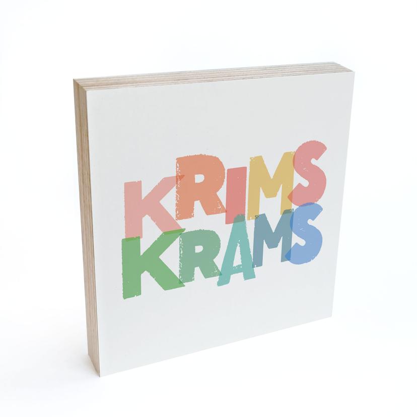 Holzbild zum Hinstellen - Krimskrams - 15x15 cm