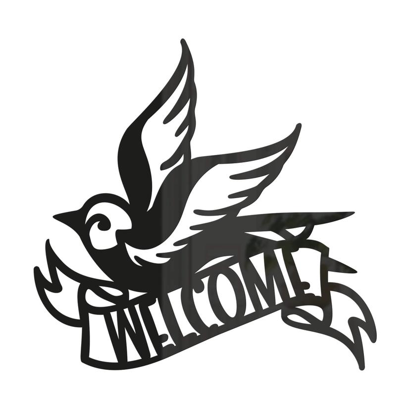 3D Schriftzug Welcome - Vogel Türschild - Acryldeko