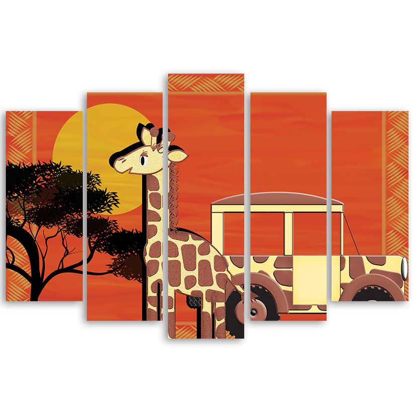 Stampa su tela 5 pezzi, giraffa