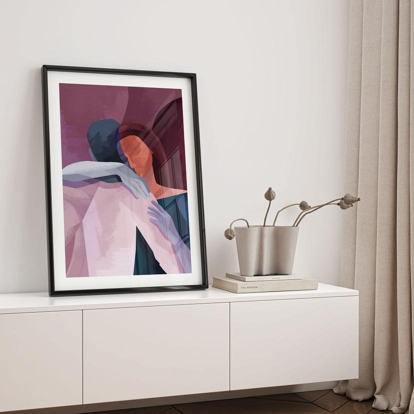 Poster Love - Abstrakt omfamning av älskande - Goed Blauw