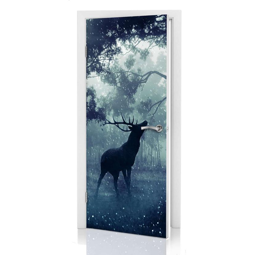 Türdesign Hirsch im Morgenwald 91x200 cm