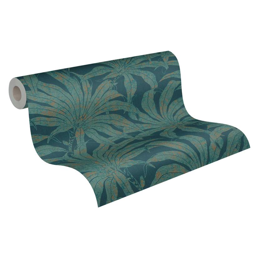 Papel pintado Planta azul claro brillante dorado - papel pintado con motivos de jungla