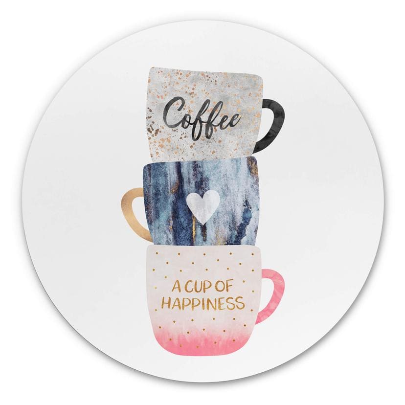 Tableau sur alu-Dibond rond Fredriksson - A Cup of Happiness