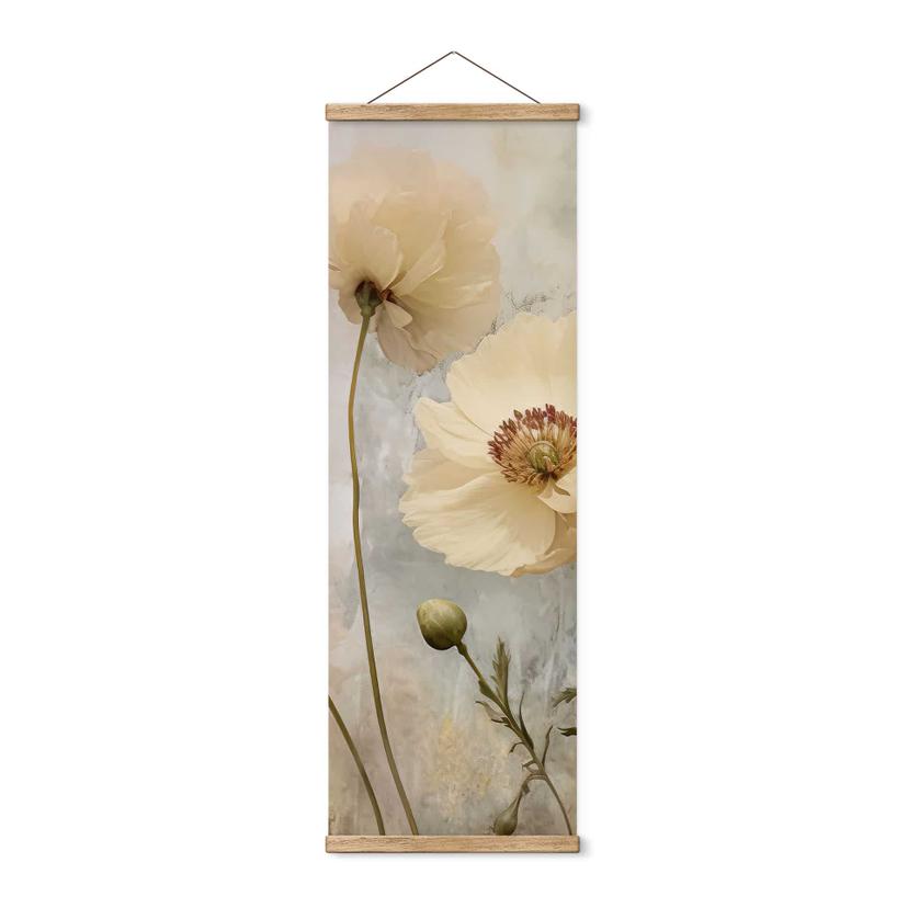 Tekstil plakat Blomsterpragt i varme pastelfarver - Paksoylu - Panorama