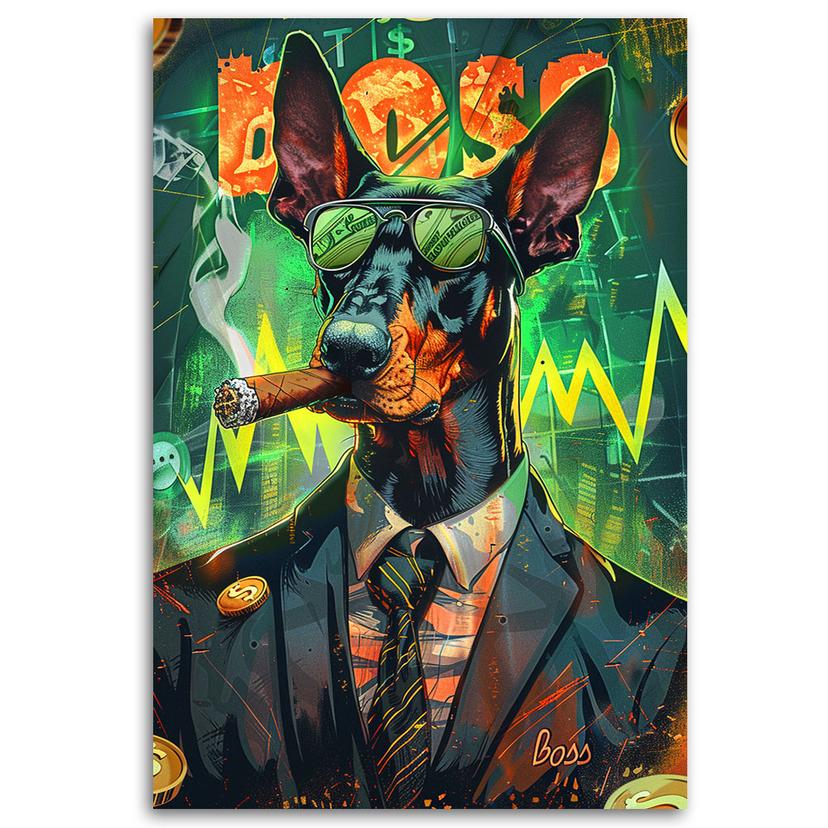 Canvasbillede, Farverig hund CEO AI
