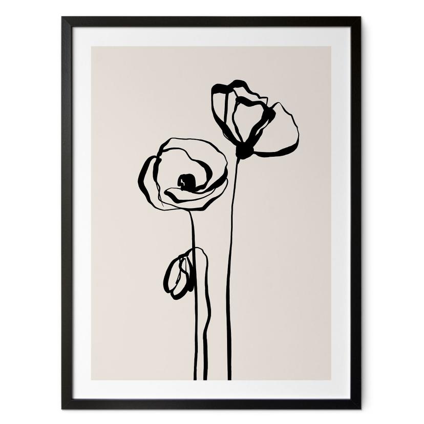 Póster Line Art Dos Amapolas - Cats & Dotz
