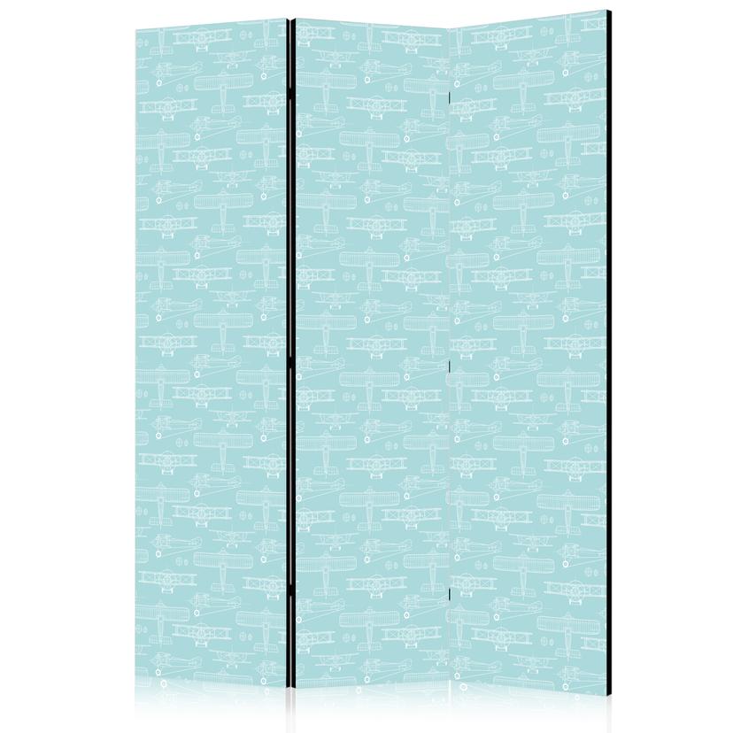 Paravent, Raumteiler freistehend, Trennwand - Sketch: Airplane Outline on Turquoise