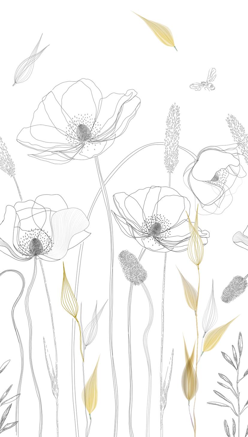 behang bloemen wit zwart - vliesbehang bloemen planten Livingwalls - mat en glad