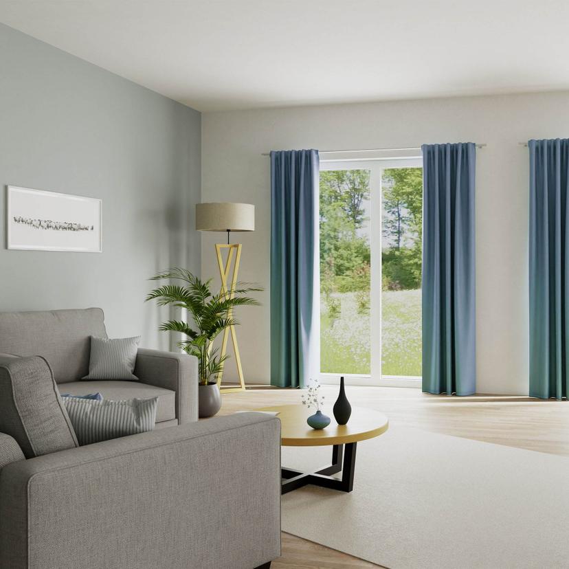 Homing Fertigschal mit verdeckten Schlaufen Galdin bleu -  2,45 x 1,4 m