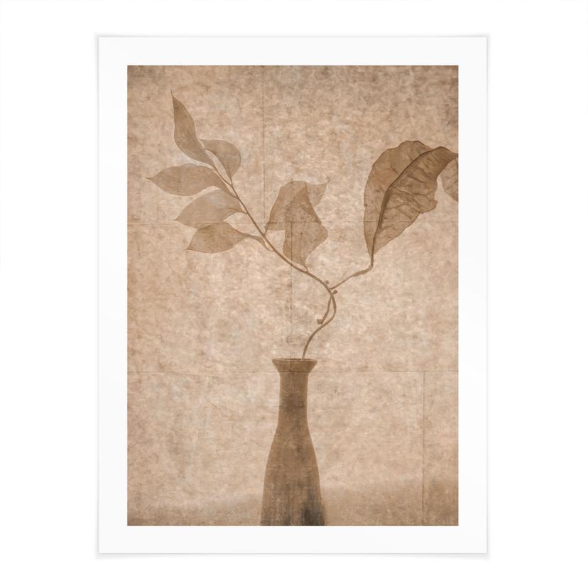 Poster stilleben med höstlöv i beige | Minimalist Art - Tokarev