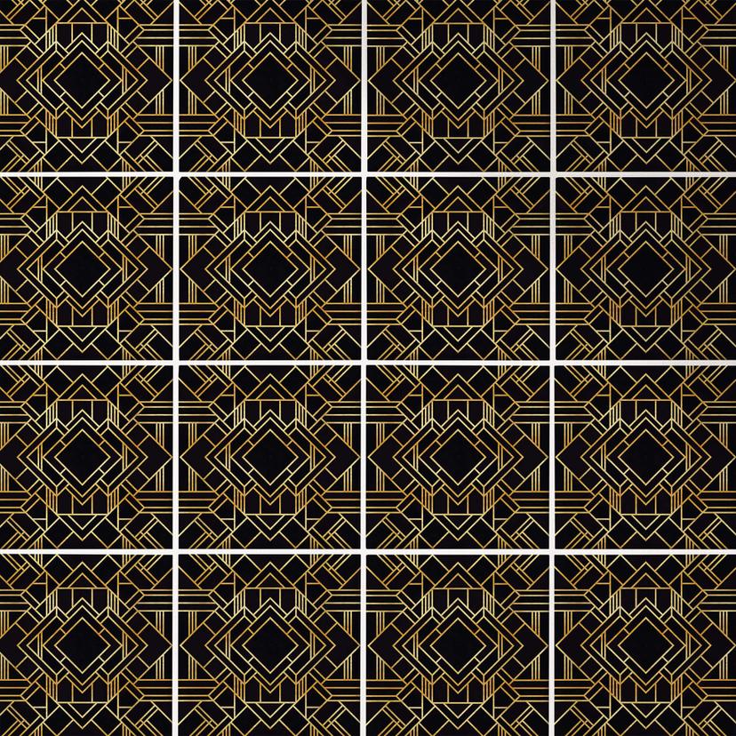 Azulejos Adhesivos Fredriksson - Art Deco Negro Oro - Lote de 12
