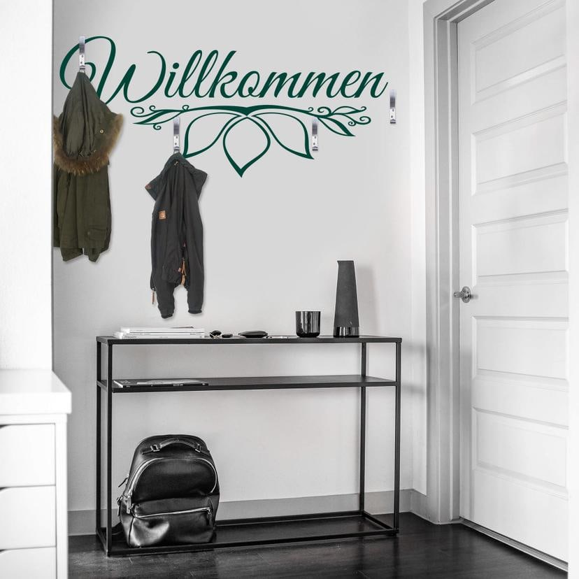 Wandtattoo Willkommen 3 + 4 Haken