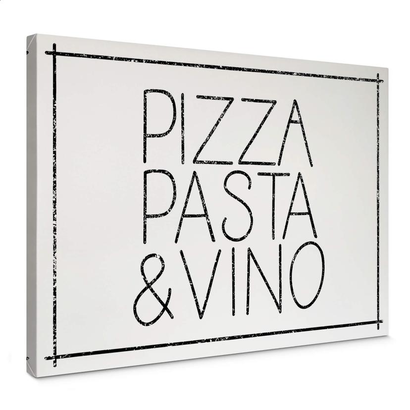 Tableau sur toile Pizza Pasta & Vino blanc