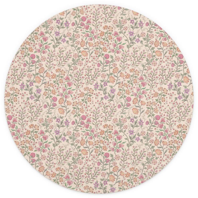 Fotomurale con fiori di prato vintage - Beige - Decorazione floreale - Rotondo - Autoadesivo/non tes
