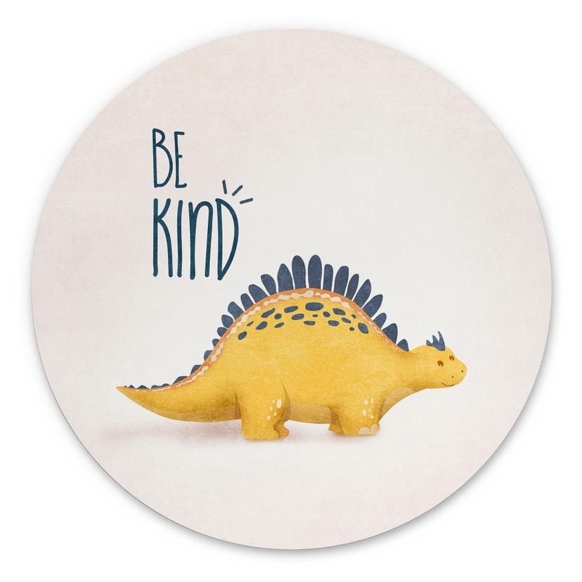 Vægcirkel Dino Be Kind - Stegosaurus - Tunaboylu – print på aluminium (Alu-Dibond)