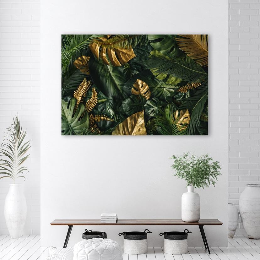 Stampe su tela, Foglie di monstera tropicale