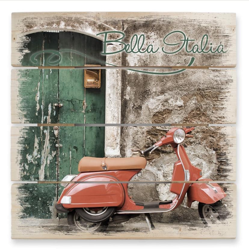 Cuadro de madera Scooter rojo - 40x41,5 cm