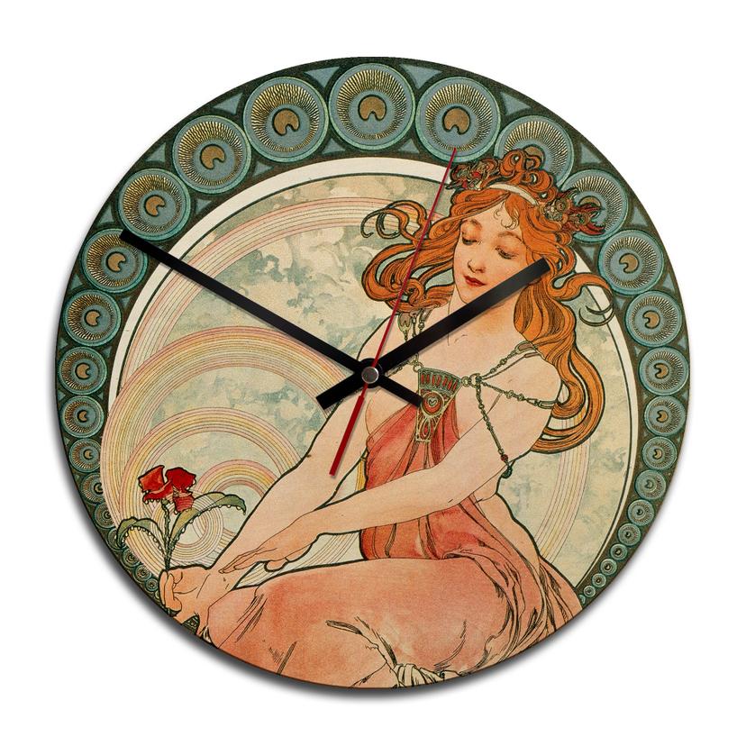 Orologio in legno Mucha - La pittura