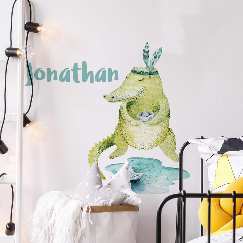 Sticker mural Kvilis - Crocodile + Texte à personnaliser