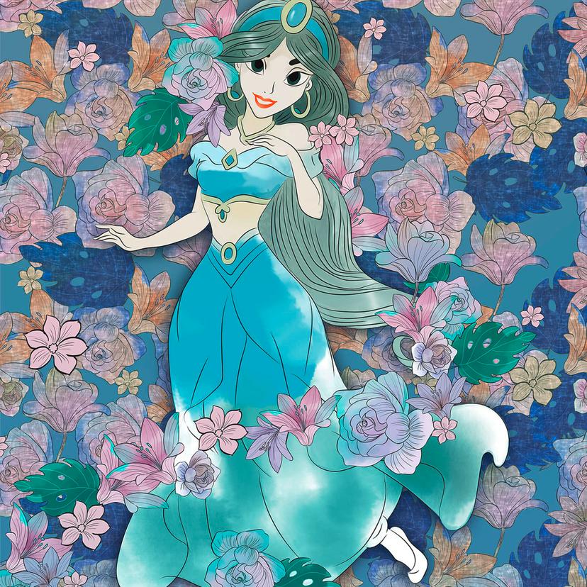 Non-woven tapet - Jasmin farvede blomster - 200 x 280 cm