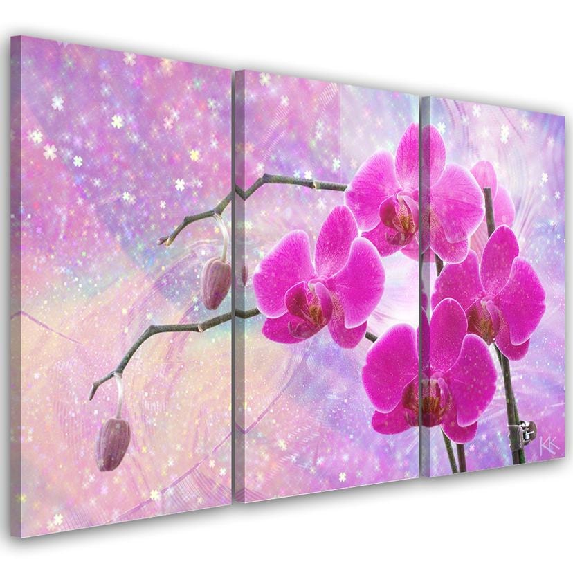 3 stykke lærredstryk Essential Orchid Abstraction