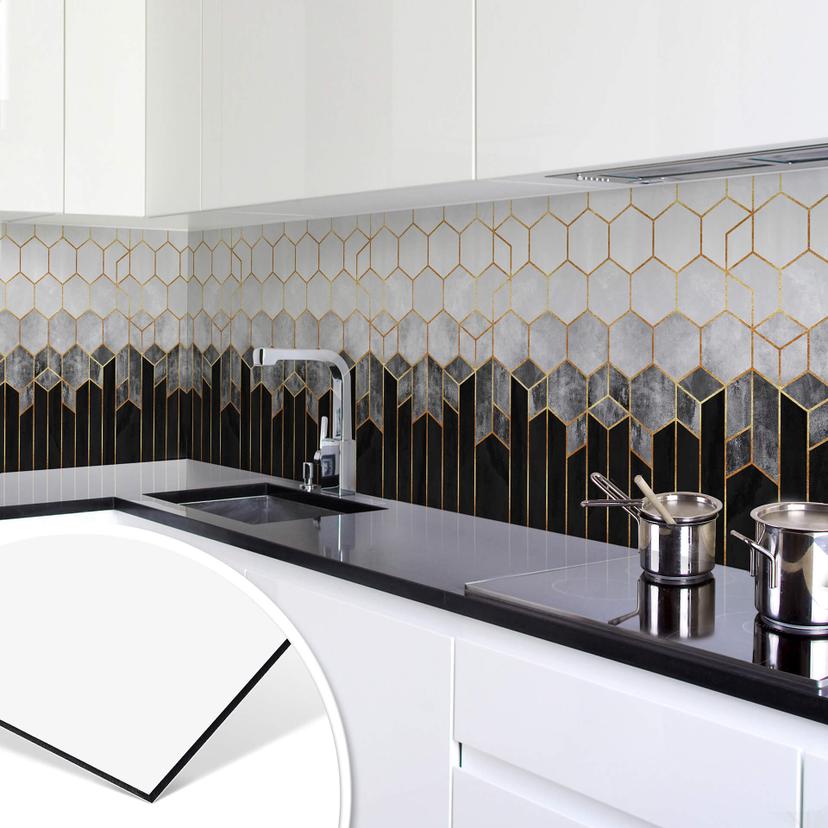 Keukenachterwand Fredriksson Black & Grey Hexagones