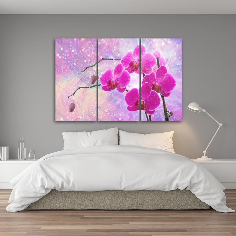 Stampa su tela 3 pezzi Astrazione essenziale dell'orchidea