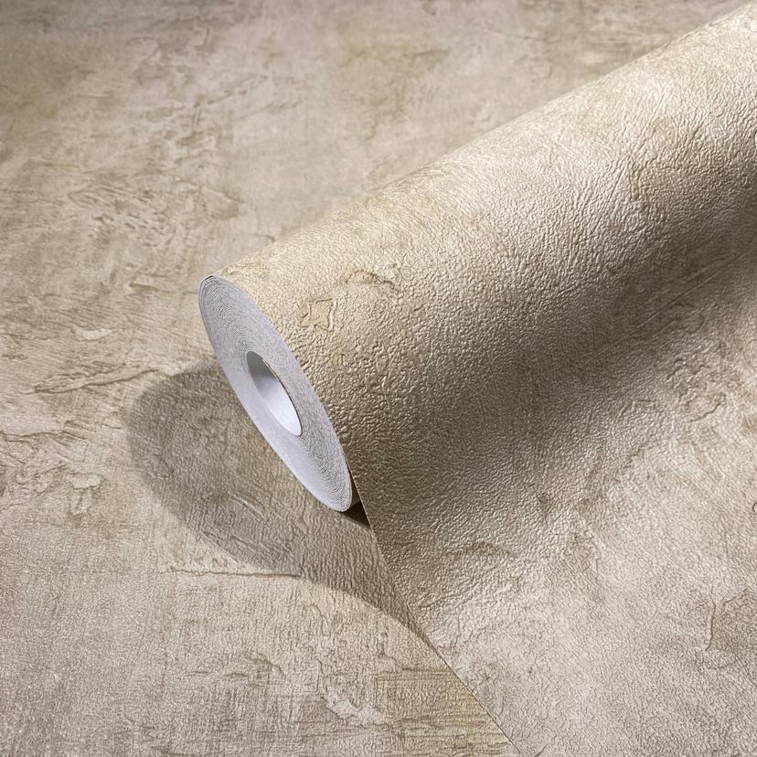 Non-woven tapet i betonlook, ensfarvet brun Tekstur