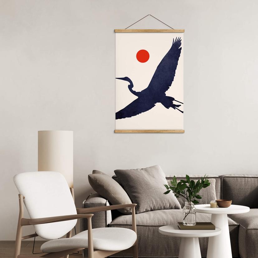 Poster tessile Kubistika - Gru con sole rosso
