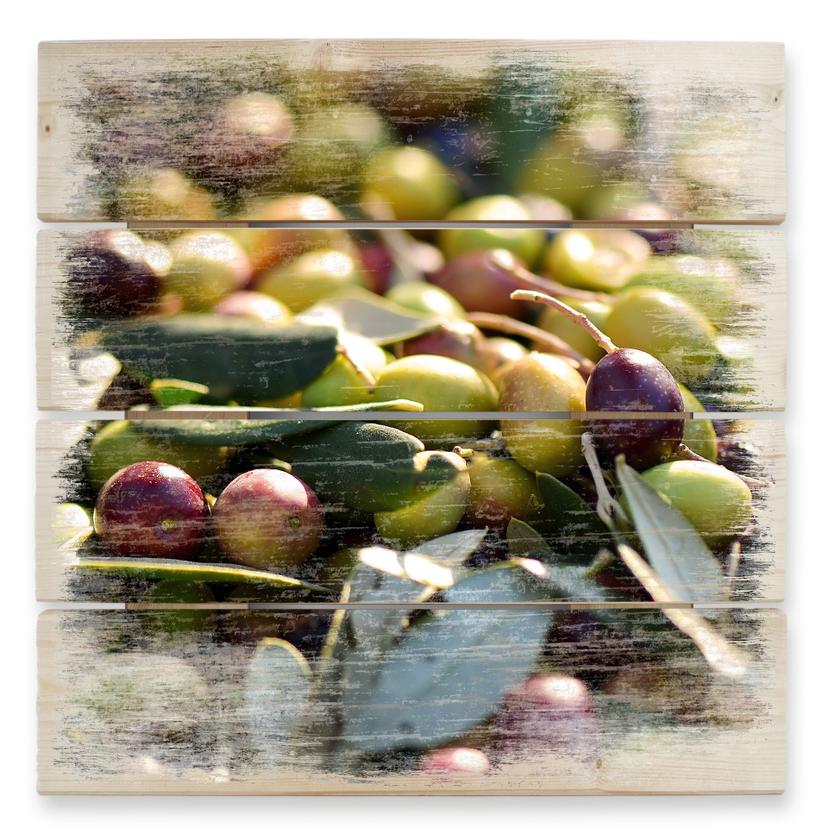 Cuadro de madera Aceitunas mediterráneas - 40x41,5 cm