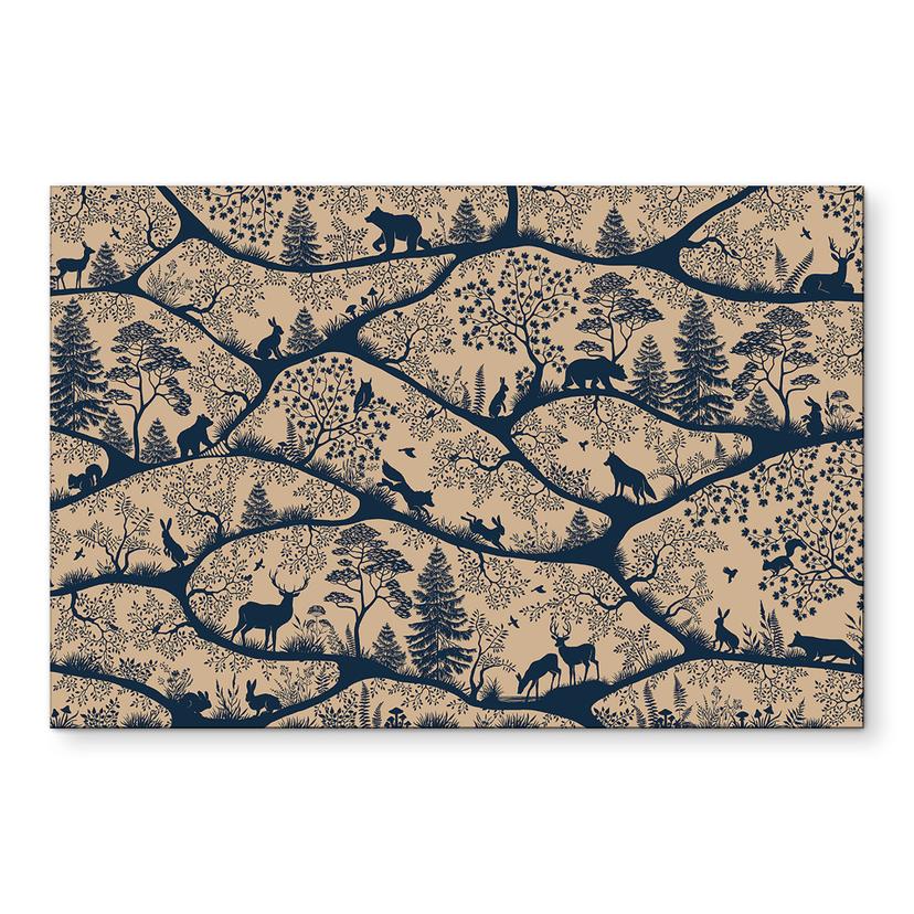 Wanddecoratie Dierensilhouetten in het Noordse Bos - Oliver Robins - Alu-Dibond