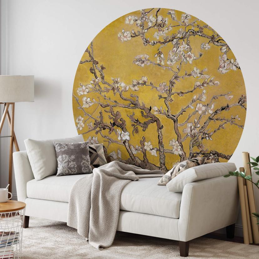 Fototapet - Rundt van Gogh - Mandelblomst okker - vliesetapet/selvklæbende non-woven tapet