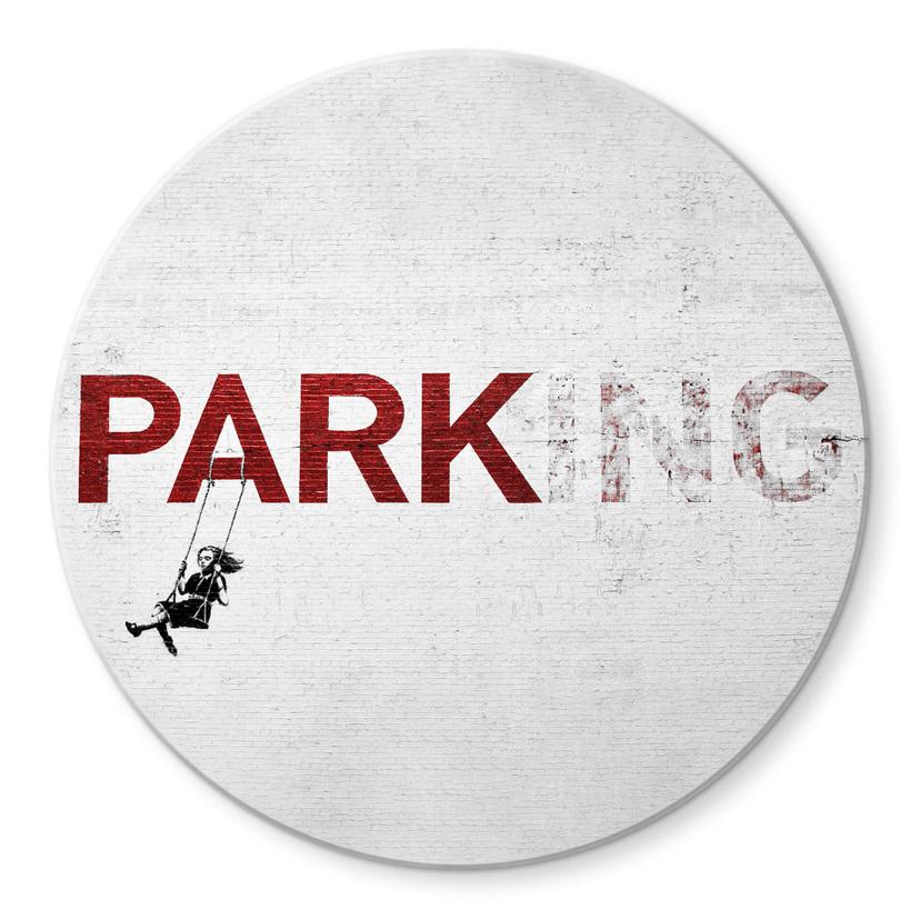 Tableau sur verre rond Banksy - Parking