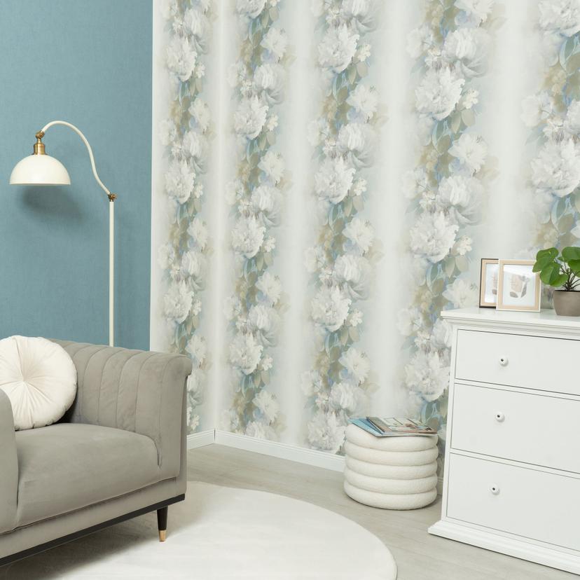Ikke-vævet tapet, blomstermotiv tapet Aurora blå